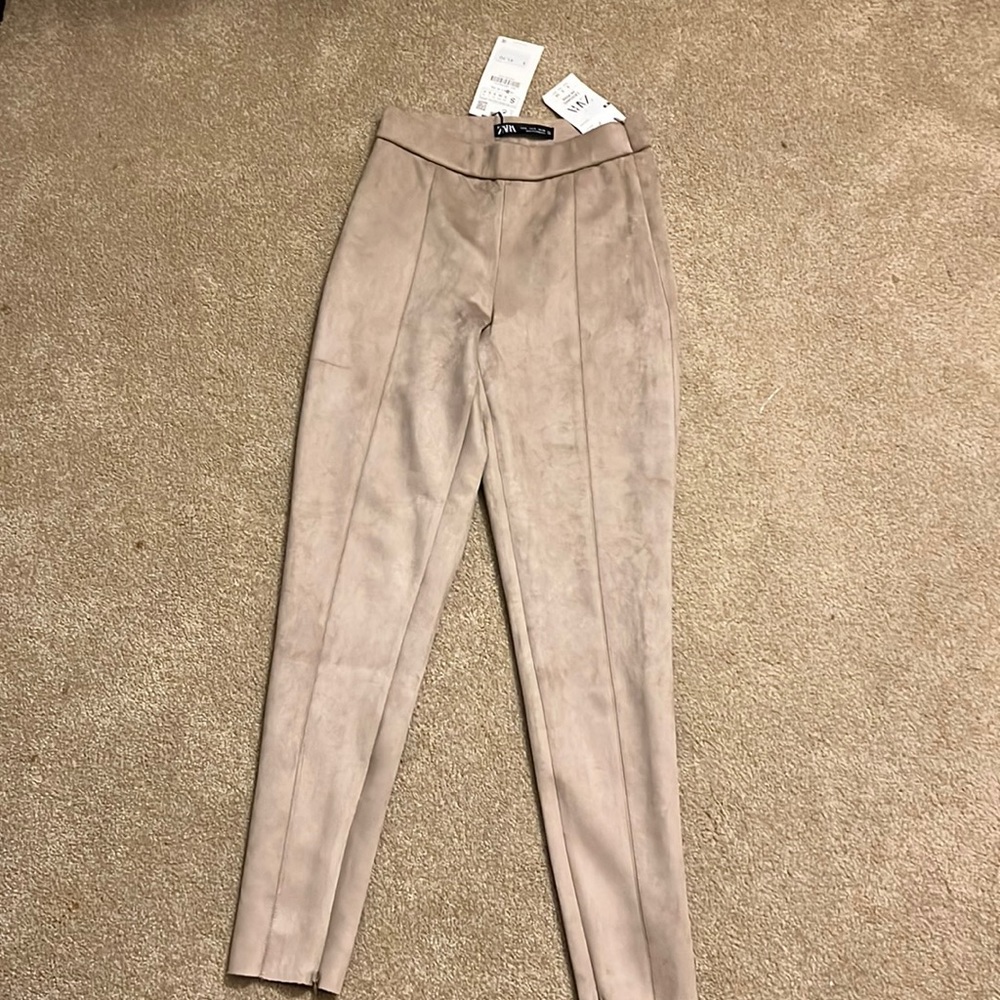 high-rise suede leggings